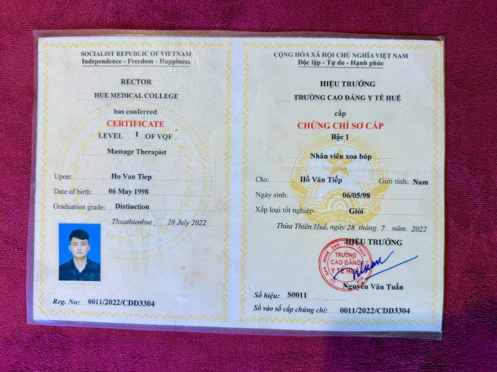 Chứng chỉ sơ cấp xoa bóp trị liệu